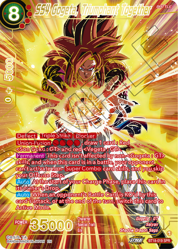 SS4 Gogeta, Triumphant Together (SPR) - Dawn of the Z-Legends - Special Rare - BT18-019