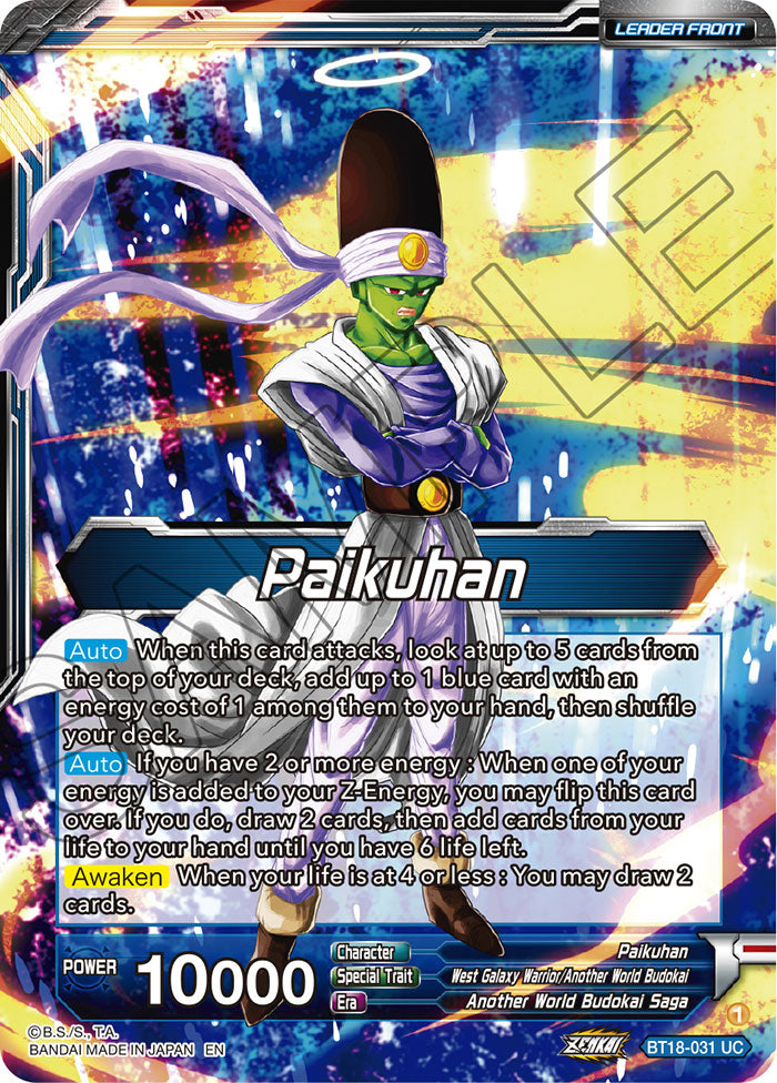 Paikuhan // Paikuhan, West Galaxy Warrior - Dawn of the Z-Legends - Uncommon - BT18-031