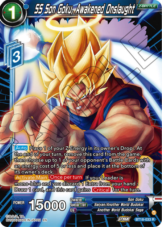 SS Son Goku, Awakened Onslaught - Dawn of the Z-Legends - Rare - BT18-033