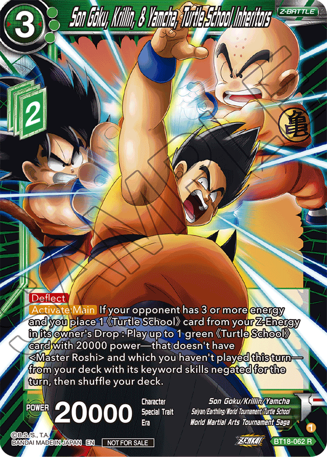 Son Goku, Krillin, & Yamcha, Turtle School Inheritors (Zenkai Series Pack Vol.1) - Tournament Promotion Cards - Promo - BT18-062