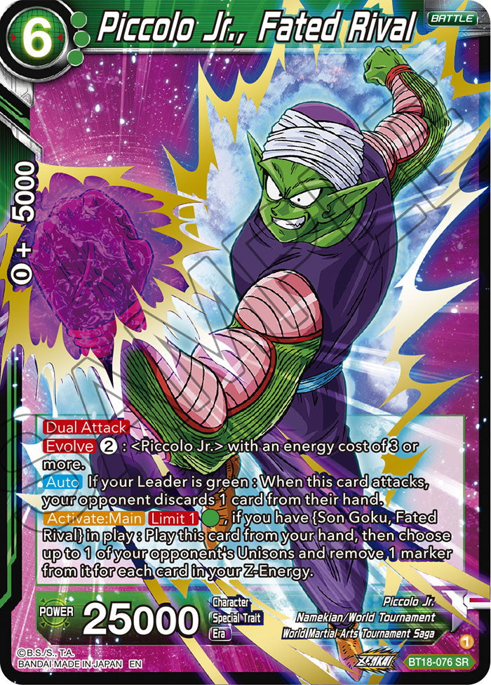 Piccolo Jr., Fated Rival - Dawn of the Z-Legends - Super Rare - BT18-076
