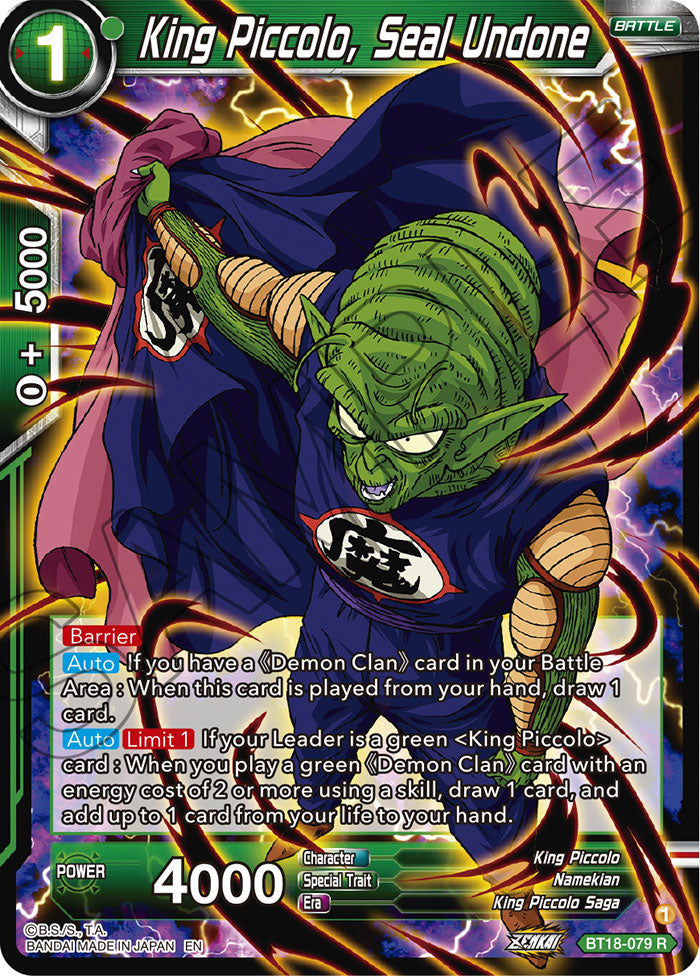 King Piccolo, Seal Undone - Dawn of the Z-Legends - Rare - BT18-079