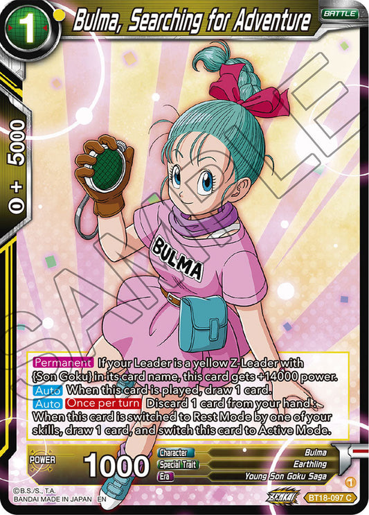 Bulma, Searching for Adventure - Dawn of the Z-Legends - Common - BT18-097