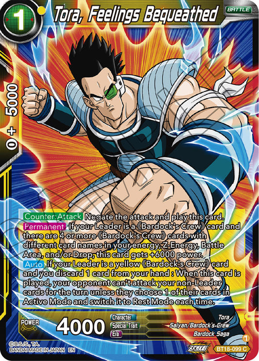 Tora, Feelings Bequeathed - Dawn of the Z-Legends - Common - BT18-099