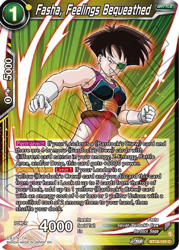 Fasha, Feelings Bequeathed - Dawn of the Z-Legends - Common - BT18-101
