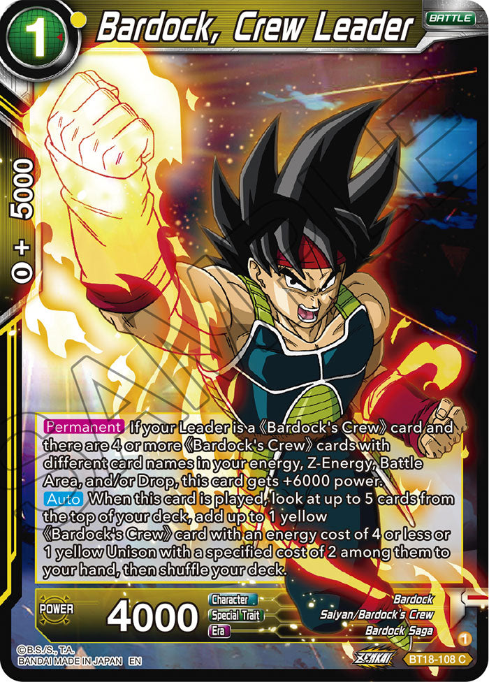 Bardock, Crew Leader - Dawn of the Z-Legends - Common - BT18-108
