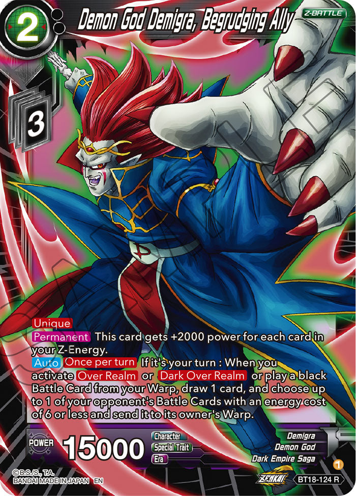 Demon God Demigra, Begrudging Ally - Dawn of the Z-Legends - Rare - BT18-124