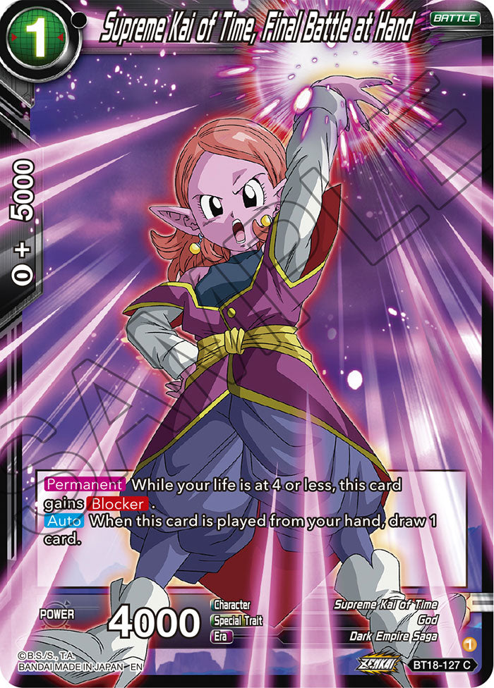 Supreme Kai of Time Final Battle at Hand Dawn of the Z Legends Common BT18 127