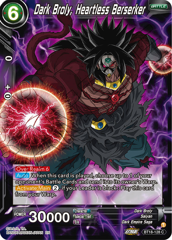 Dark Broly, Heartless Berserker - Dawn of the Z-Legends - Common - BT18-128
