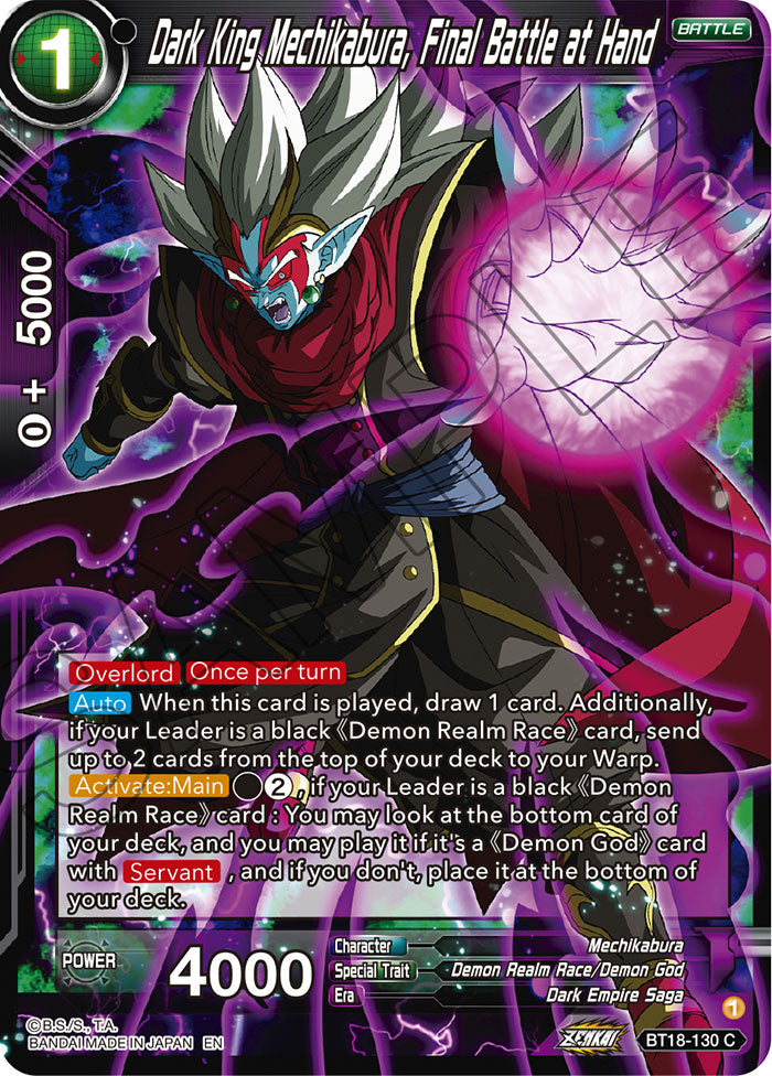 Dark King Mechikabura, Final Battle at Hand - Dawn of the Z-Legends - Common - BT18-130