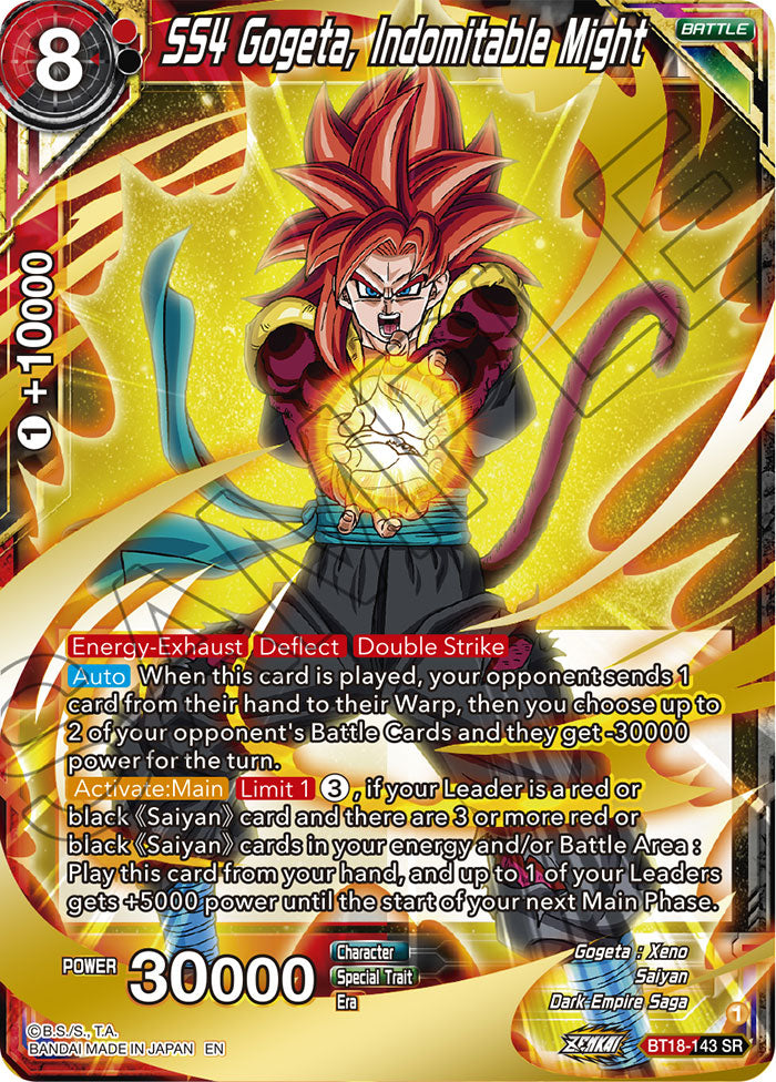 SS4 Gogeta, Indomitable Might - Dawn of the Z-Legends - Super Rare - BT18-143