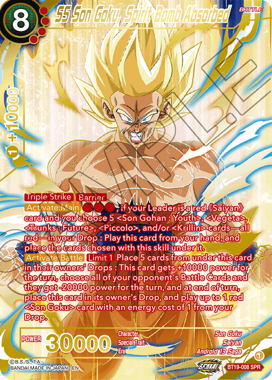 SS Son Goku, Spirit Bomb Absorbed (SPR) - Fighter's Ambition - Special Rare - BT19-008