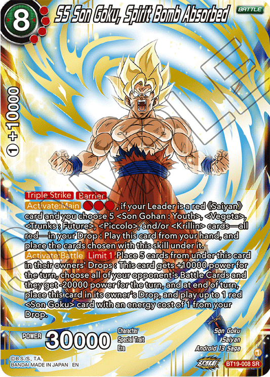 SS Son Goku, Spirit Bomb Absorbed - Fighter's Ambition - Super Rare - BT19-008