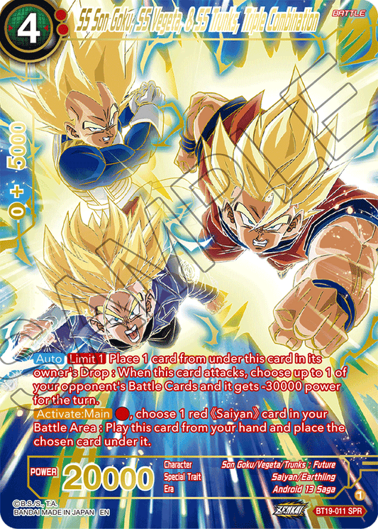 SS Son Goku, SS Vegeta, & SS Trunks, Triple Combination (SPR) - Fighter's Ambition - Special Rare - BT19-011