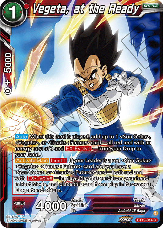 Vegeta, at the Ready - Fighter's Ambition - Common - BT19-014