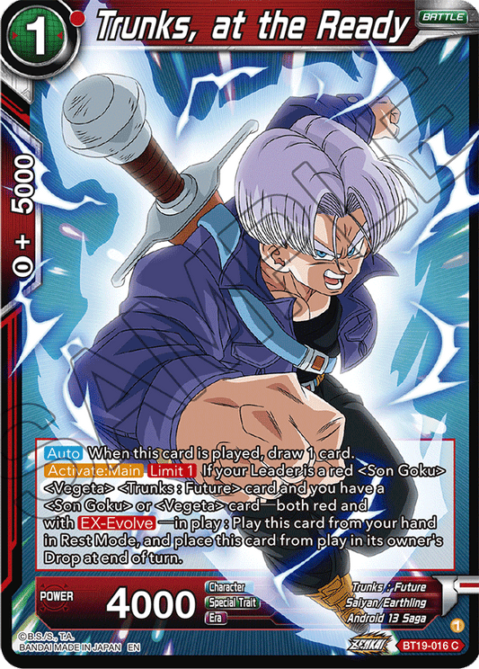 Trunks, at the Ready - Fighter's Ambition - Common - BT19-016