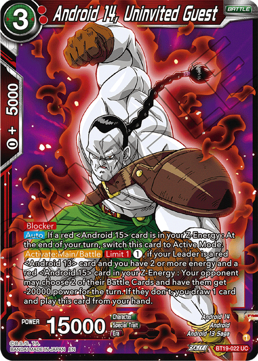 Android 14, Uninvited Guest - Fighter's Ambition - Uncommon - BT19-022