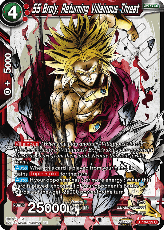 SS Broly, Returning Villainous Threat - Fighter's Ambition - Common - BT19-029