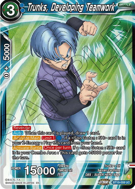Trunks, Developing Teamwork - Fighter's Ambition - Uncommon - BT19-059