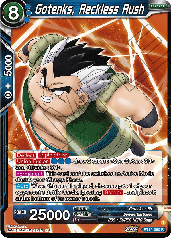 Gotenks, Reckless Rush - Fighter's Ambition - Rare - BT19-060