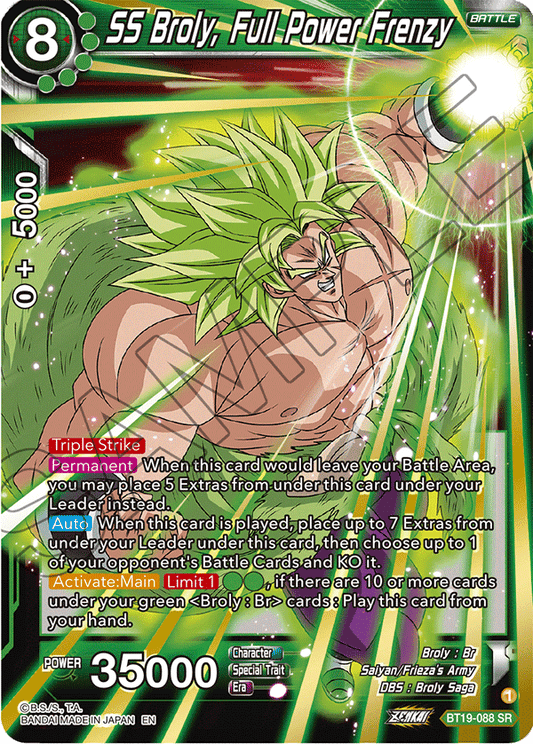 SS Broly, Full Power Frenzy - Fighter's Ambition - Super Rare - BT19-088