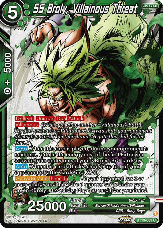 SS Broly, Villainous Threat - Fighter's Ambition - Common - BT19-089