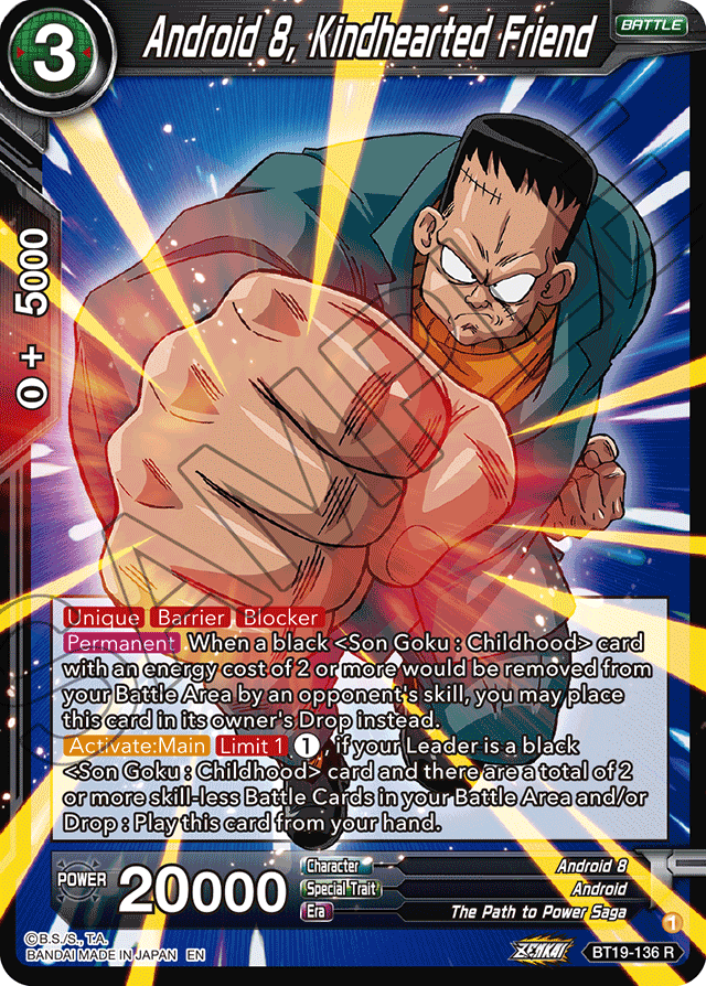 Android 8, Kindhearted Friend - Fighter's Ambition - Rare - BT19-136