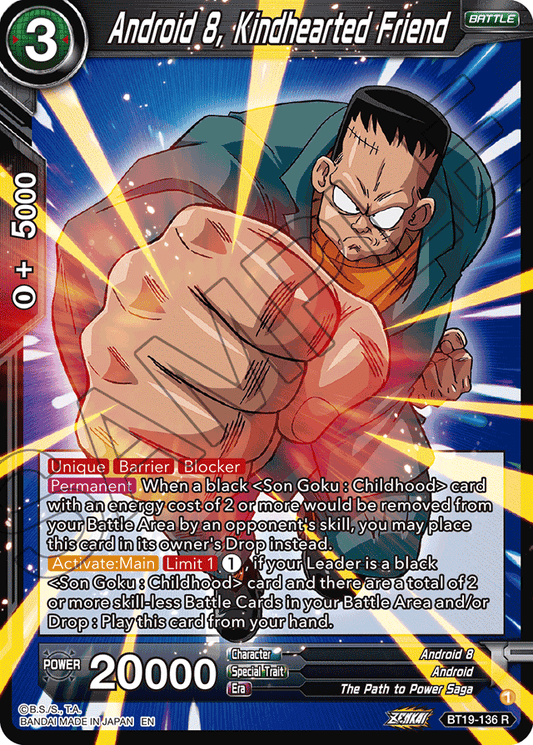 Android 8, Kindhearted Friend - Fighter's Ambition - Rare - BT19-136