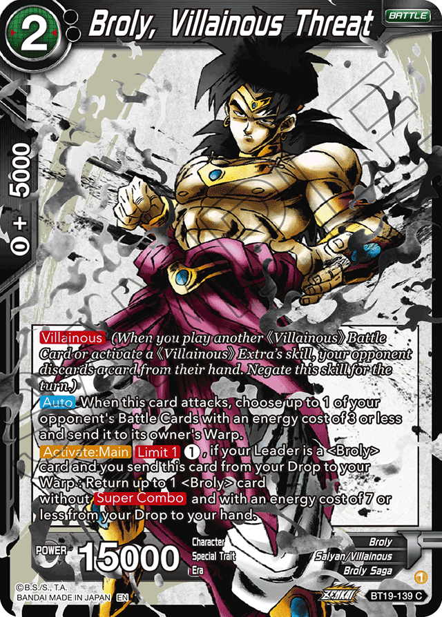Broly, Villainous Threat - Fighter's Ambition - Common - BT19-139