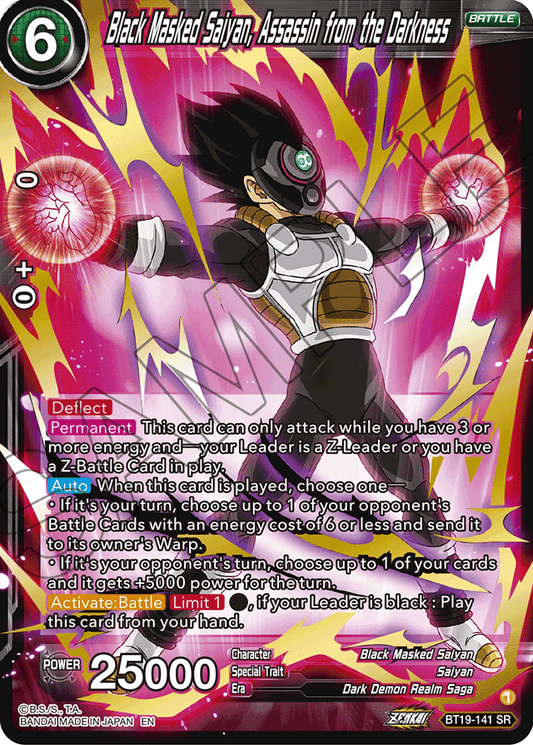 Black Masked Saiyan, Assassin from the Darkness - Fighter's Ambition - Super Rare - BT19-141