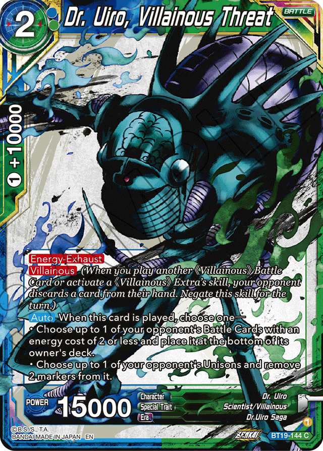Dr. Uiro, Villainous Threat - Fighter's Ambition - Common - BT19-144