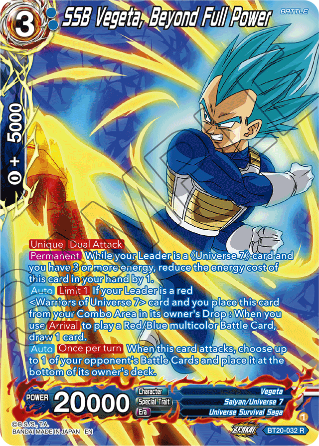 SSB Vegeta, Beyond Full Power (Silver Foil) - Power Absorbed - Rare - BT20-032