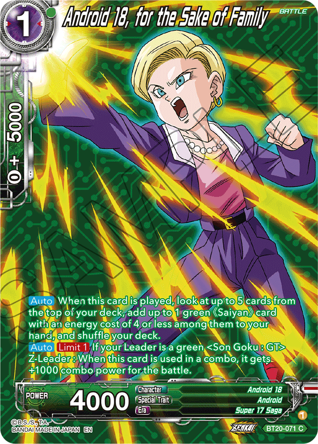 Android 18, for the Sake of Family (Silver Foil) - Power Absorbed - Common - BT20-071