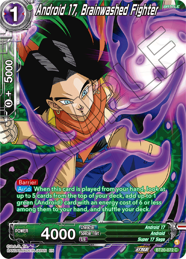 Android 17, Brainwashed Fighter (Silver Foil) - Power Absorbed - Common - BT20-072
