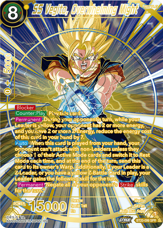 SS Vegito, Overwhelming Might (SPR) - Power Absorbed - Special Rare - BT20-099