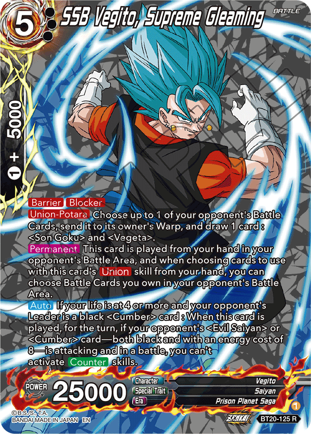 SSB Vegito, Supreme Gleaming (Silver Foil) - Power Absorbed - Rare - BT20-125