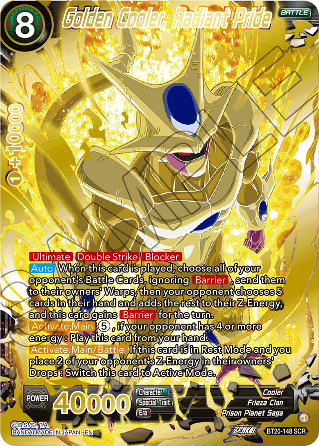 Golden Cooler, Radiant Pride (SCR) - Power Absorbed - Secret Rare - BT20-148