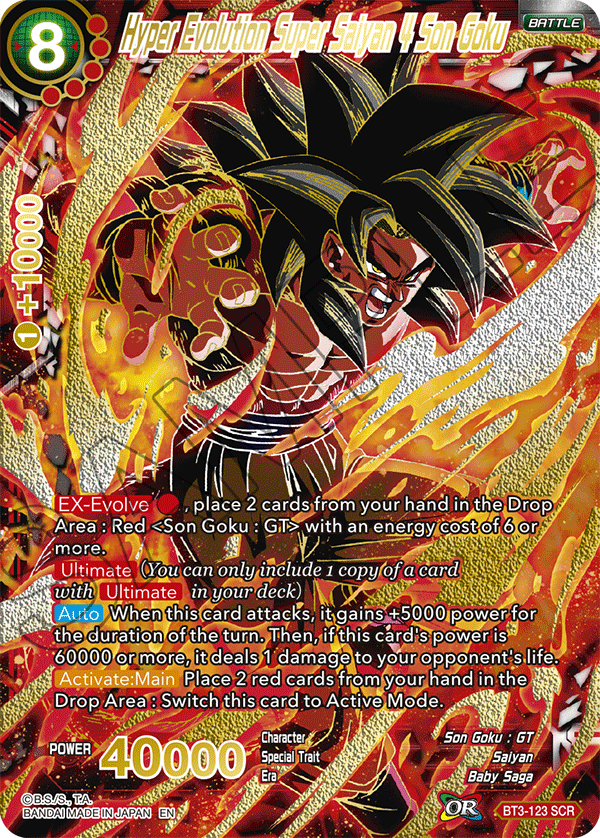 Hyper Evolution Super Saiyan 4 Son Goku (SCR) - 5th Anniversary Set - Secret Rare - BT3-123
