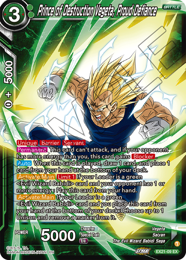 Prince of Destruction Vegeta, Proud Defiance - 5th Anniversary Set - Expansion Rare - EX21-09