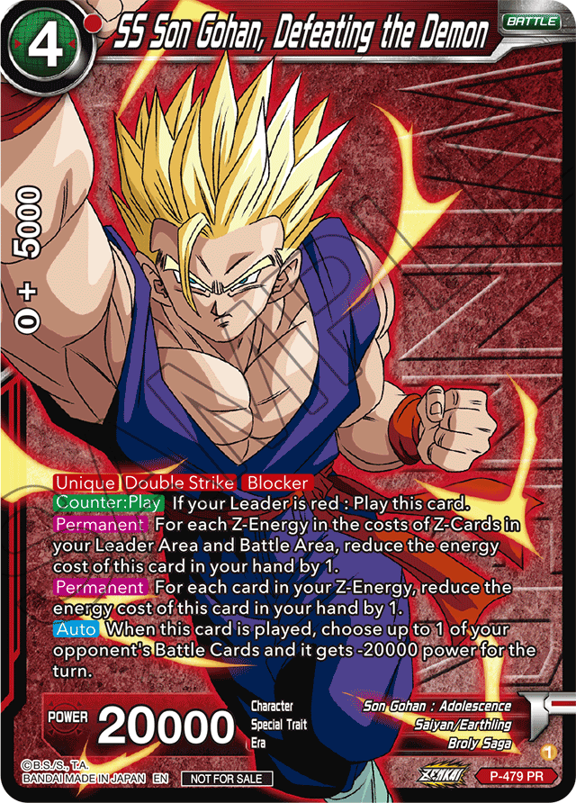 SS Son Gohan, Defeating the Demon (Zenkai Series Tournament Pack Vol.3 Winner) - Tournament Promotion Cards - Promo - P-479