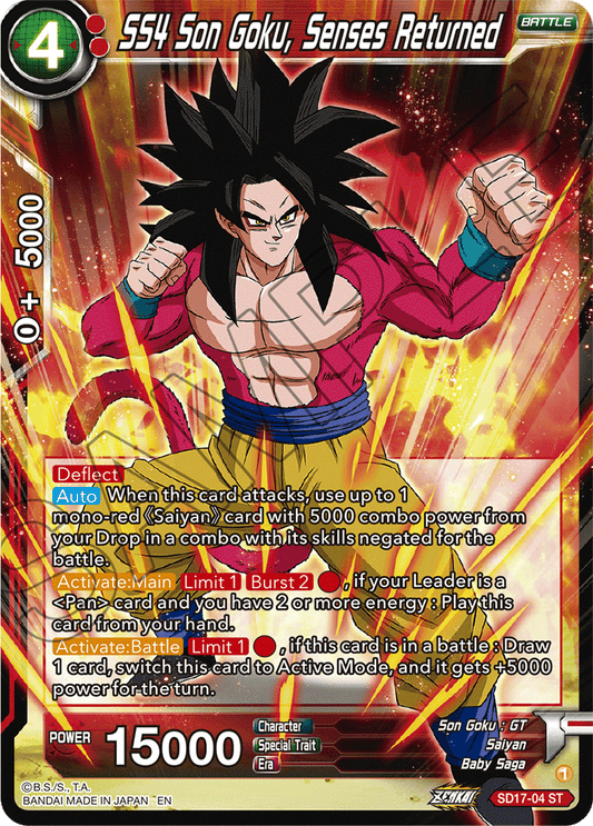 SS4 Son Goku, Senses Returned - Dawn of the Z-Legends - Starter Rare - SD17-04