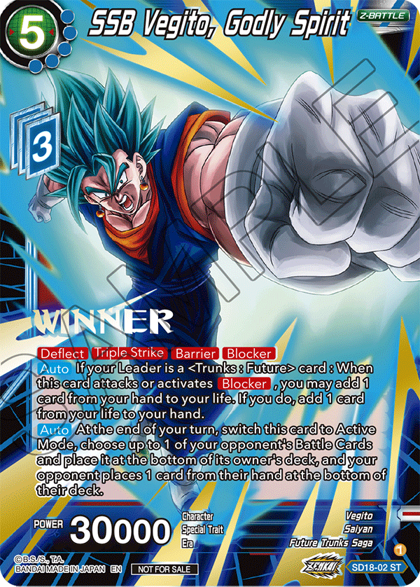 SSB Vegito, Godly Spirit (ZENKAI Celebration Winner-Stamped) - Promotion Cards - Promo - SD18-02