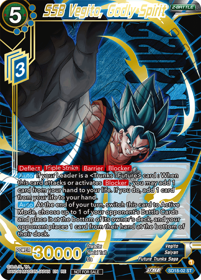 SSB Vegito, Godly Spirit (Championship 2022 Fusion & Potara Pack) - Promotion Cards - Promo - SD18-02