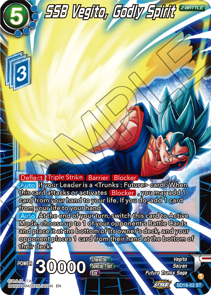 SSB Vegito, Godly Spirit (Silver Foil) - Dawn of the Z-Legends - Starter Rare - SD18-02