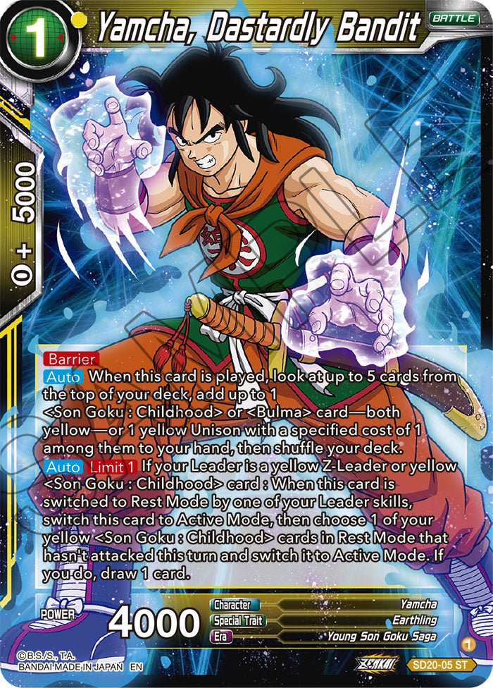 Yamcha, Dastardly Bandit - Dawn of the Z-Legends - Starter Rare - SD20-05