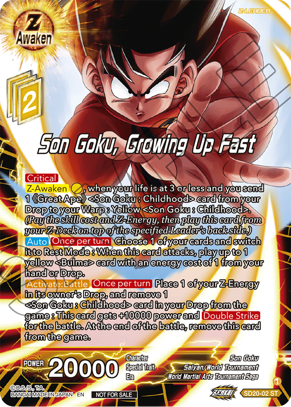 Son Goku, Growing Up Fast (ZENKAI Celebration Pack) - Promotion Cards - Promo - SD20-02