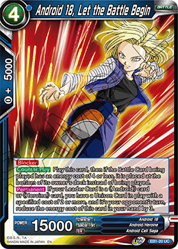 Android 18, Let the Battle Begin - Battle Evolution Booster - Uncommon - EB1-20