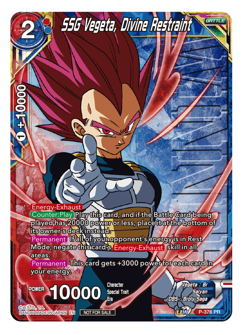 SSG Vegeta, Divine Restraint (Tournament Pack Vol. 7) (Winner) - Tournament Promotion Cards - Promo - P-376