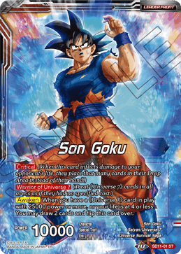 Son Goku // Ultra Instinct Son Goku, Hero of Universe 7 - Universal Onslaught - Starter Rare - SD11-01