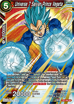 Universe 7 Saiyan Prince Vegeta - Tournament of Power - Super Rare - TB1-004